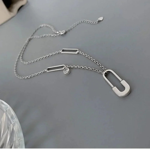 925 Sterling Silver Minimalist Paperclip Chain Link Necklace - Picture 8 of 10
